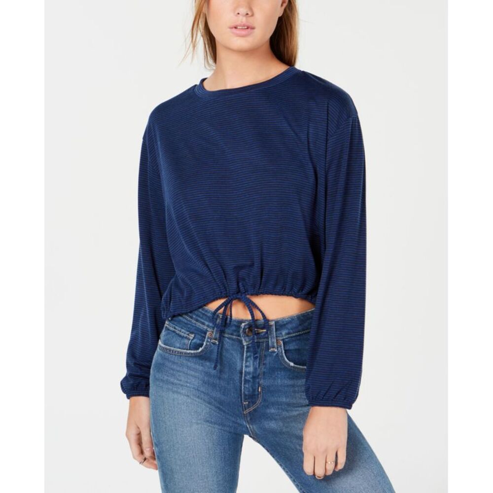 Almost Famous Juniors Striped Drawstring Top